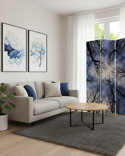 48" X 72" Multi Color Wood Canvas Forest  Screen