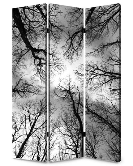 48" X 72" Multi Color Wood Canvas Forest  Screen