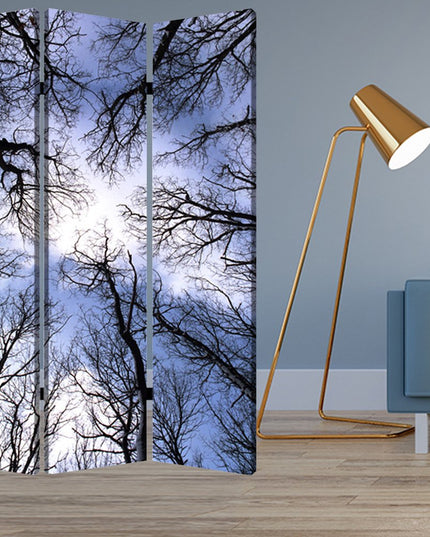 48" X 72" Multi Color Wood Canvas Forest  Screen