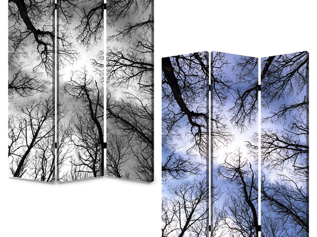 48" X 72" Multi Color Wood Canvas Forest  Screen