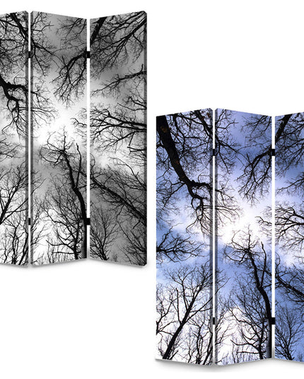 48" X 72" Multi Color Wood Canvas Forest  Screen