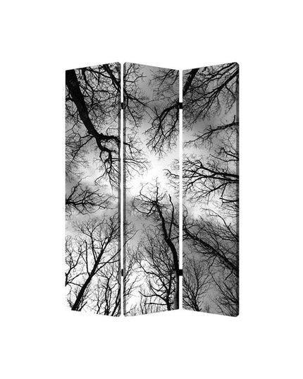 48" X 72" Multi Color Wood Canvas Forest  Screen