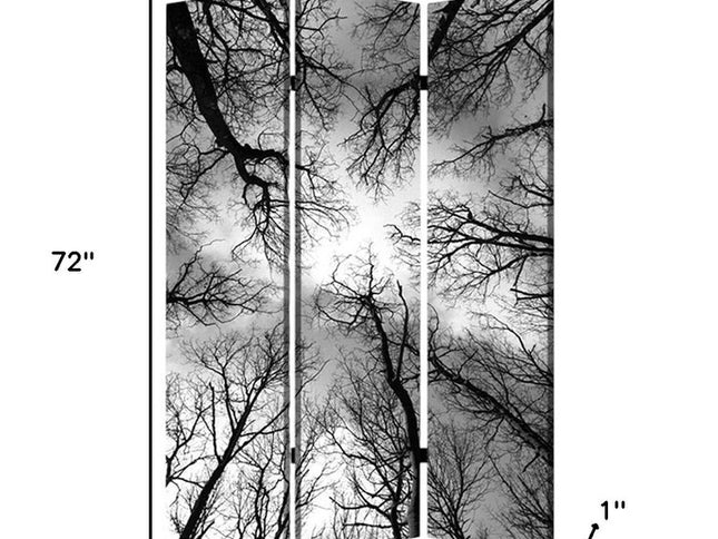 48" X 72" Multi Color Wood Canvas Forest  Screen