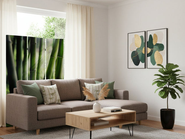 48" X 72" Multi Color Wood Canvas Bamboo  Screen