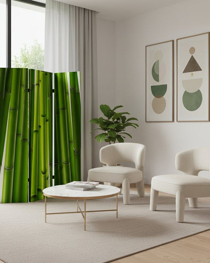 72" Green Canvas Folding Three Panel Screen Room Divider