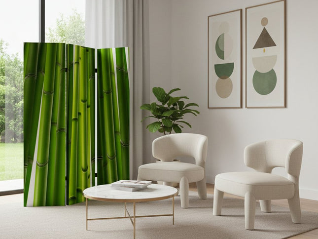 48" X 72" Multi Color Wood Canvas Bamboo  Screen