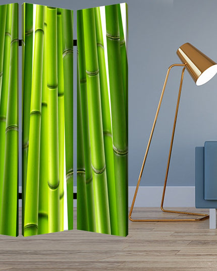 72" Green Canvas Folding Three Panel Screen Room Divider