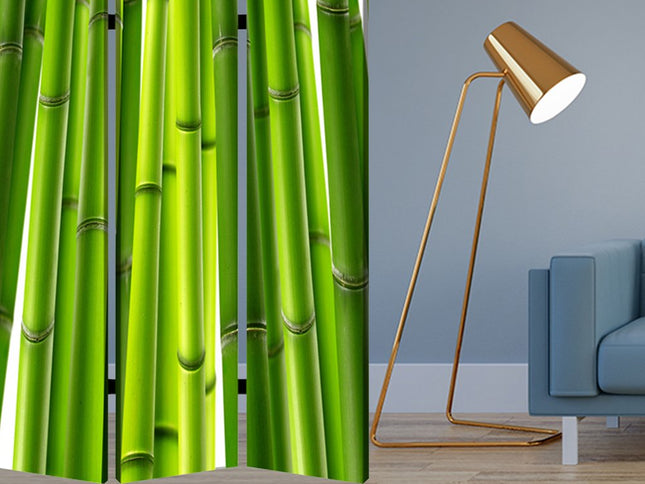 48" X 72" Multi Color Wood Canvas Bamboo  Screen