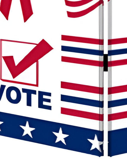 72" Blue and White Canvas Folding Three Panel Screen Room Divider