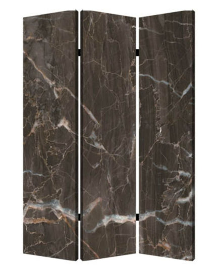 72" Gray Canvas Folding Three Panel Screen Room Divider