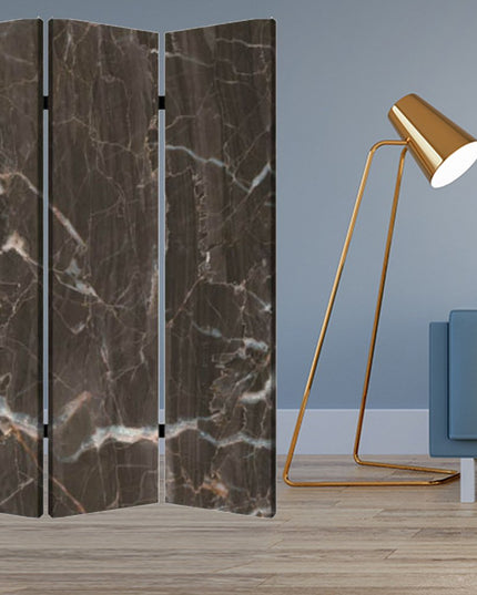 72" Gray Canvas Folding Three Panel Screen Room Divider