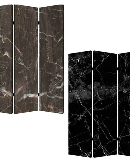 48" X 72" Multi Color Wood Canvas Black Marble  Screen