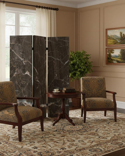 72" Gray Canvas Folding Three Panel Screen Room Divider