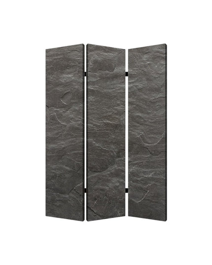 72" Gray Canvas Folding Three Panel Screen Room Divider