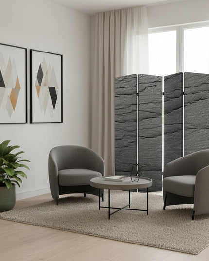 84" X 84" Multi Color Wood Canvas Black Slate  Screen