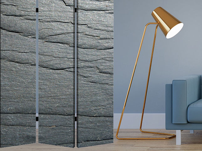 84" Gray Canvas Folding Four Panel Screen Room Divider