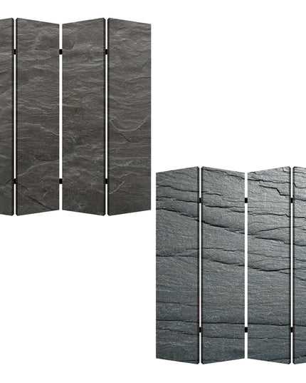 84" X 84" Multi Color Wood Canvas Black Slate  Screen