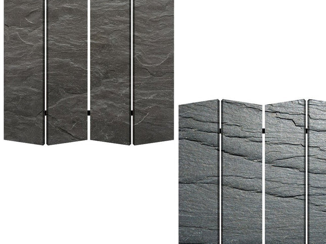 84" Gray Canvas Folding Four Panel Screen Room Divider