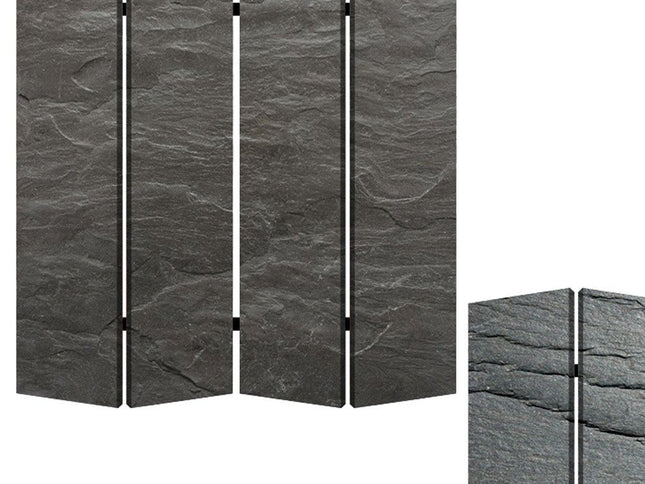 84" Gray Canvas Folding Four Panel Screen Room Divider