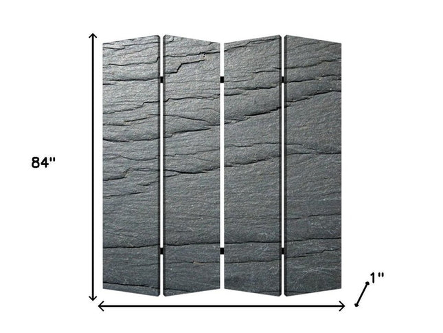 84" Gray Canvas Folding Four Panel Screen Room Divider