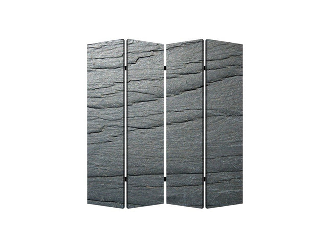 84" Gray Canvas Folding Four Panel Screen Room Divider