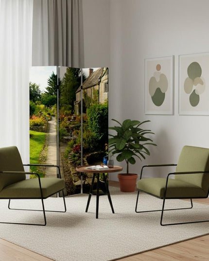 48" X 72" Multi Color Wood Canvas English Garden  Screen