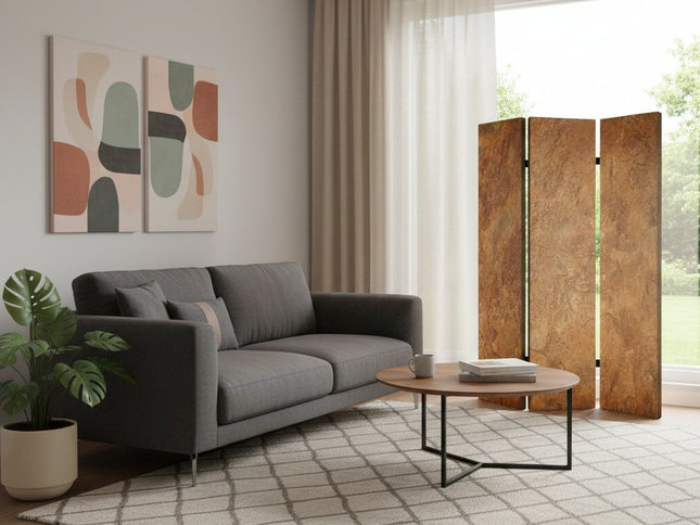 48" X 72" Multi Color Wood Canvas Brown Marble  Screen