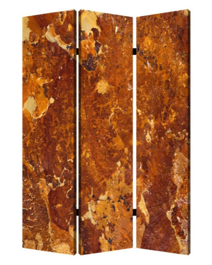 48" X 72" Multi Color Wood Canvas Brown Marble  Screen