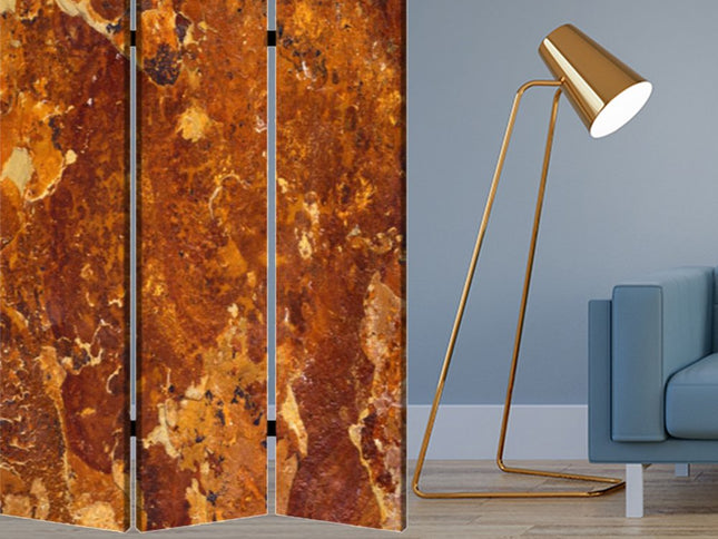 72" Brown Canvas Folding Three Panel Screen Room Divider