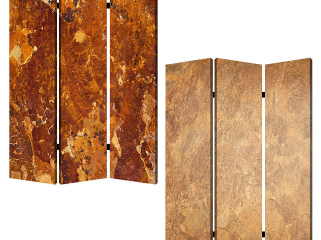 48" X 72" Multi Color Wood Canvas Brown Marble  Screen