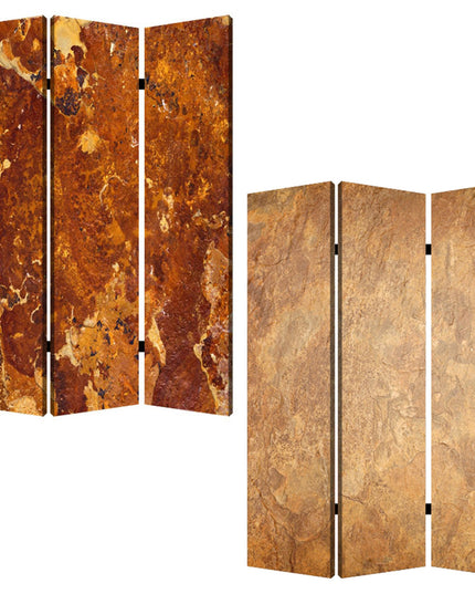 48" X 72" Multi Color Wood Canvas Brown Marble  Screen