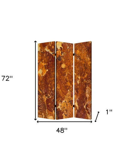 48" X 72" Multi Color Wood Canvas Brown Marble  Screen