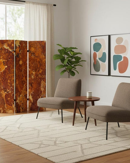 48" X 72" Multi Color Wood Canvas Brown Marble  Screen