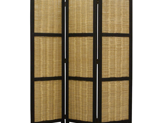 67" Brown Folding Three Panel Screen Room Divider