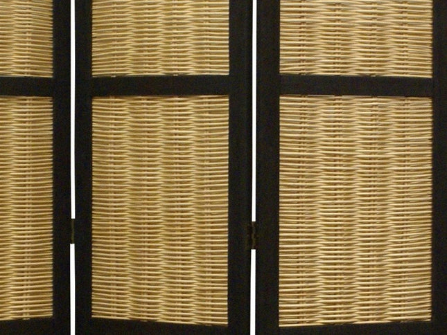 67" Brown Folding Three Panel Screen Room Divider