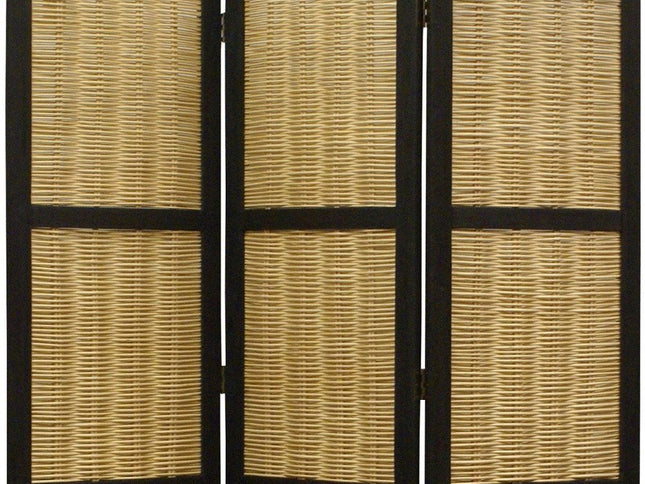 67" Brown Folding Three Panel Screen Room Divider