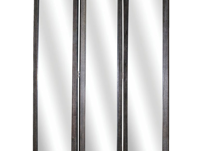 69" Gray Glass Folding Three Panel Screen Room Divider
