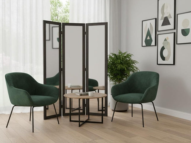 69" Gray Glass Folding Three Panel Screen Room Divider