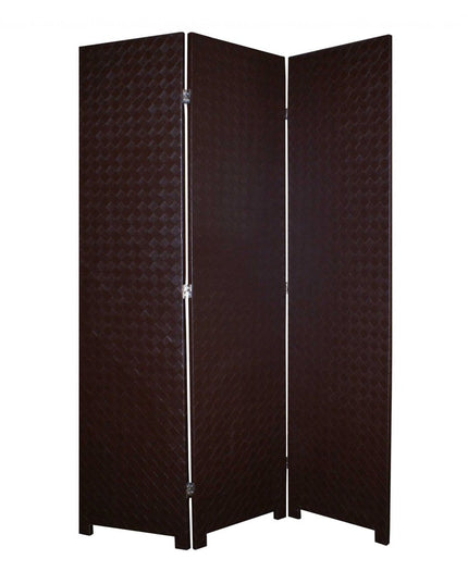 52 X 71 Brown Criss Cross Faux Leather  Screen