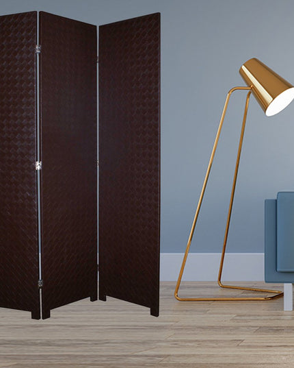 52 X 71 Brown Criss Cross Faux Leather  Screen