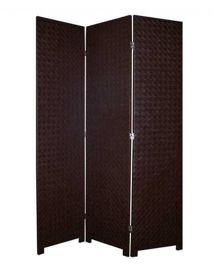 52 X 71 Brown Criss Cross Faux Leather  Screen