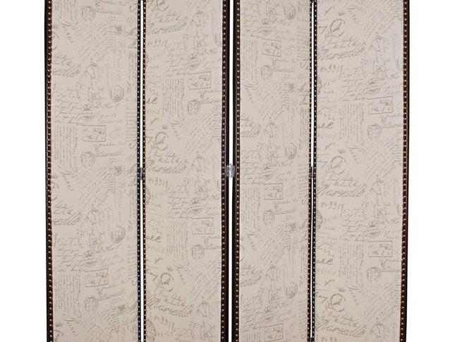 84" Beige Fabric Folding Four Panel Screen Room Divider