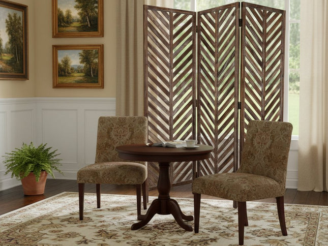 72" Brown Wood Folding Three Panel Screen Room Divider