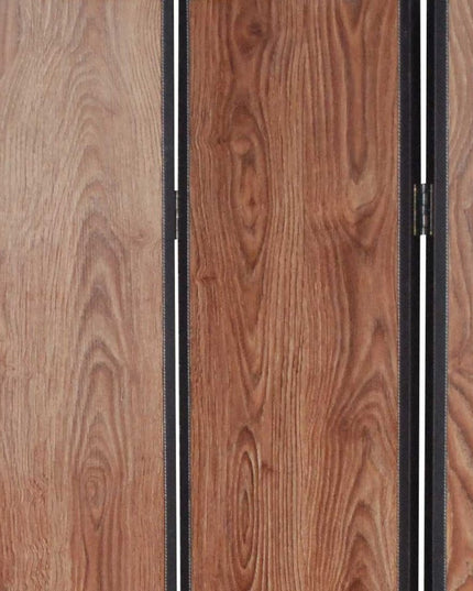 71" Brown Wood Folding Three Panel Screen Room Divider
