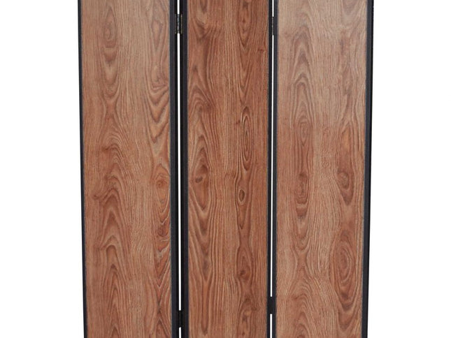 71" Brown Wood Folding Three Panel Screen Room Divider