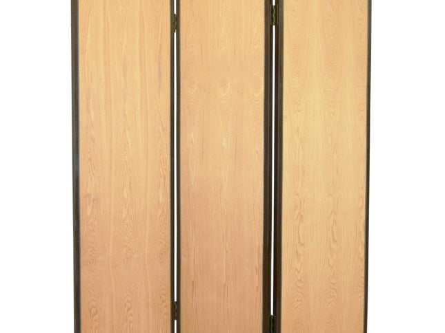 71" Natural Wood Folding Three Panel Screen Room Divider