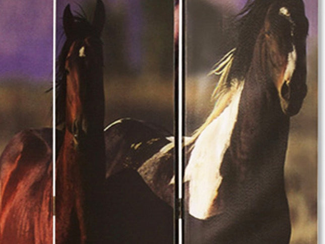 72" Brown Canvas Folding Three Panel Screen Room Divider