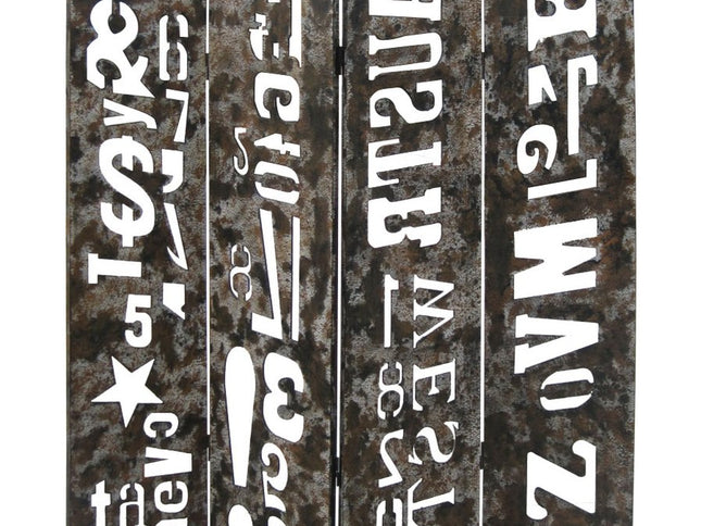 71" Brown Wood Folding Four Panel Screen Room Divider