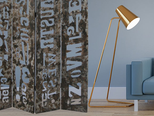 71" Brown Wood Folding Four Panel Screen Room Divider