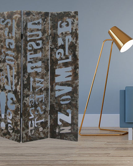 60" X 71" Brown Distressed Wooden  Screen